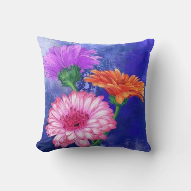 Gerberas Throw Kissen Schöne Blume (Vorderseite)