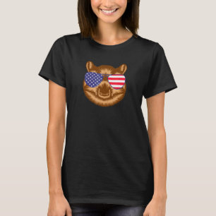 Gerbil Cool Wearing US Flag Sonnenbrille USA Ameri T-Shirt