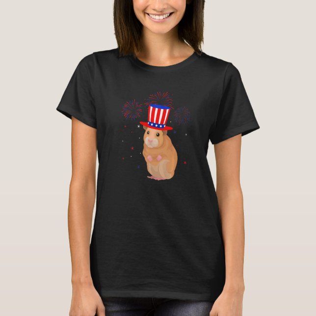Gerbil Graphic Red White Blue Fireworks Decor 4. T-Shirt (Vorderseite)