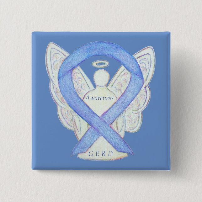 GERD Awareness Periwinkle Ribbon Angel Custom Butt Button (Vorderseite)