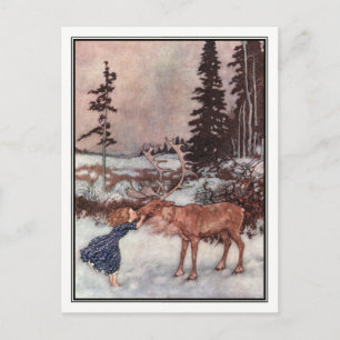 Gerda und Reindeer von Edmund Dulac Postkarte