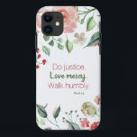 Gerechtigkeit floral Micah 6:8 Fall Mate iPhone Fa Case-Mate iPhone Hülle<br><div class="desc">Eine weiche Rose und cremefarbene Aquarellmuster mit dem Vers Micah 6:8 Gerechtigkeit tun. Liebe Gnade. Gehe demütig.</div>