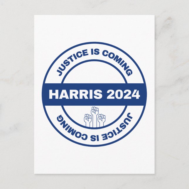 Gerechtigkeit kommt | Kamala harris Walz Election Postkarte (Vorderseite)