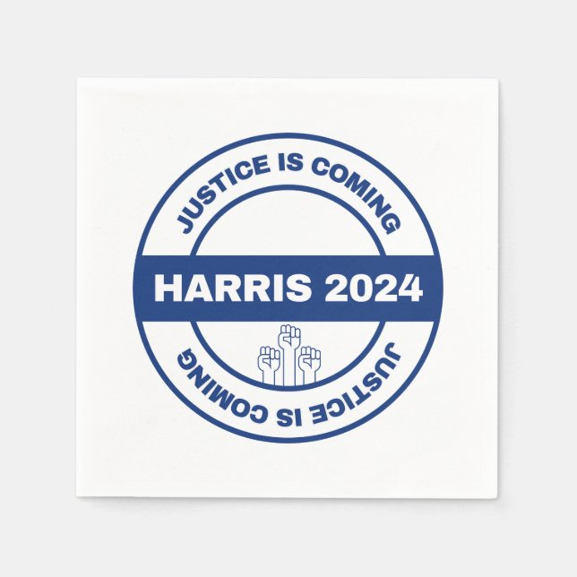 Gerechtigkeit kommt | Kamala harris Walz Election Serviette (Vorderseite)