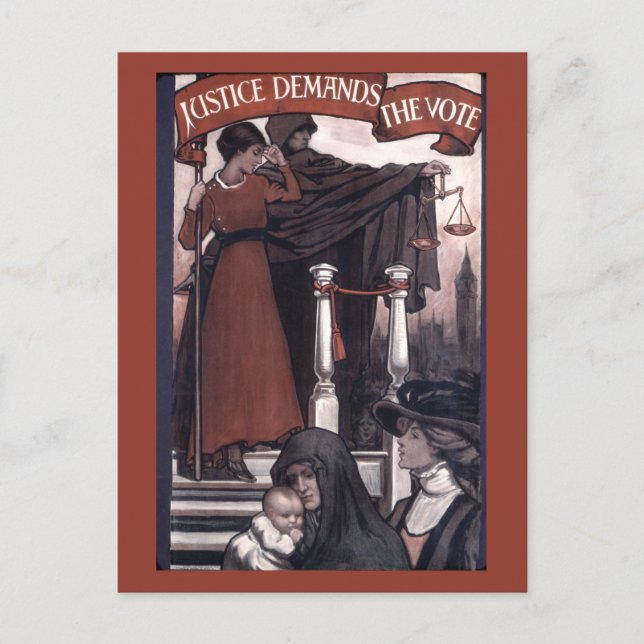 Gerechtigkeit verlangt die Stimme Postkarte (Vorderseite)