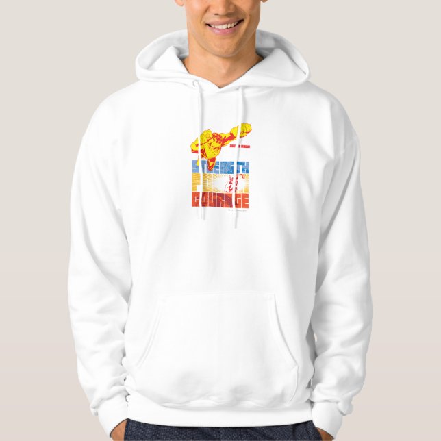 Gerechtigkeitsliga Power. Mut. Zeichen Hoodie (Vorderseite)