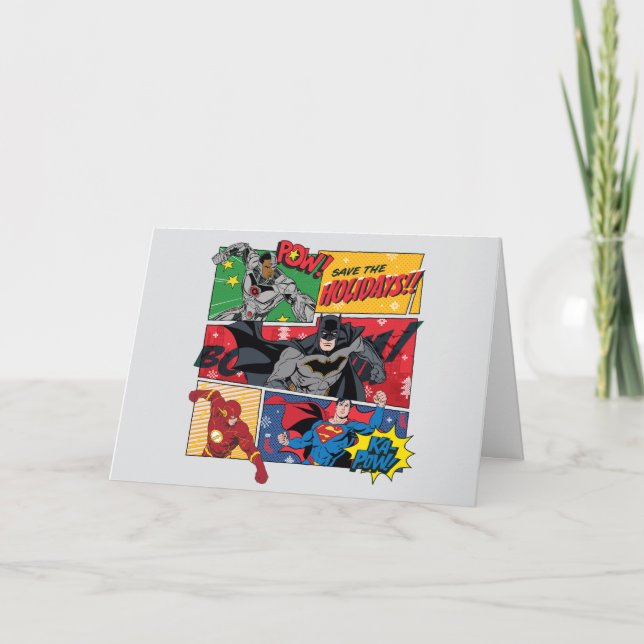 Gerechtigkeitsliga "Rett die Feiertage!" Feiertagskarte (Vorderseite)