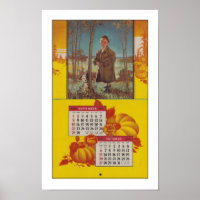 GERECYCELT ART: 1940 Kalenderseite FALL OKTOBER