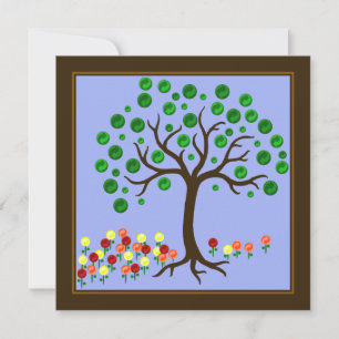 Gerecycelt Baum und Blume Einladung