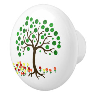Gerecycelt Baum und Blume Keramikknauf
