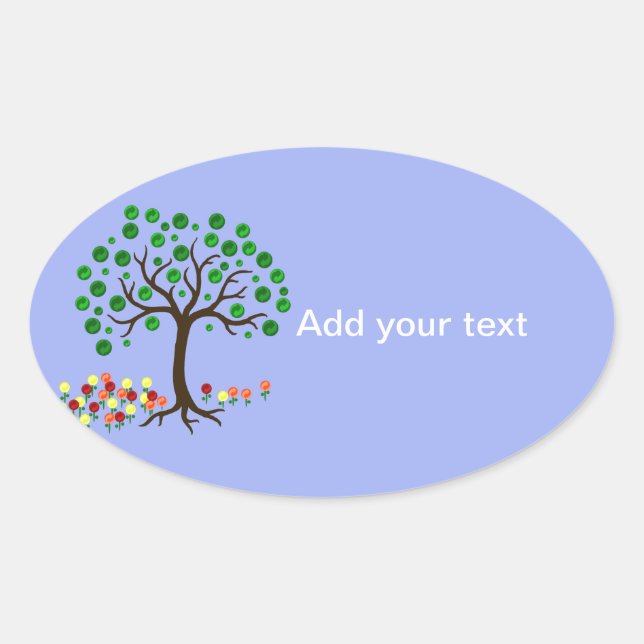 Gerecycelt Baum und Blume Ovaler Aufkleber (Vorderseite)