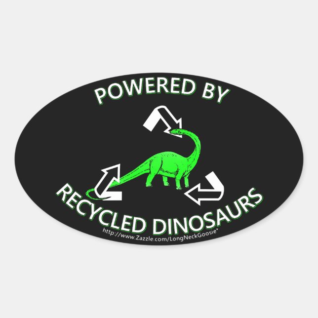Gerecycelt Dinosaurier Ovaler Aufkleber (Vorderseite)