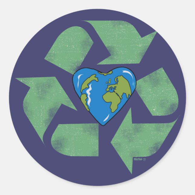 Gerecycelt Earth Heart Sticker (Vorderseite)