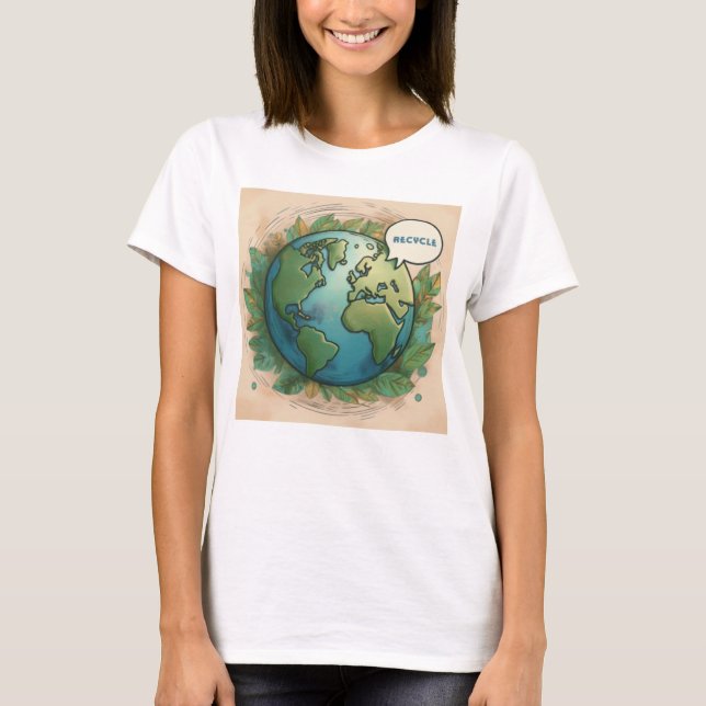 Gerecycelt Erddesign T-Shirt (Vorderseite)