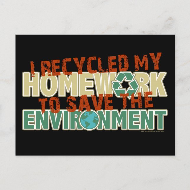 Gerecycelt Hausaufgaben Postkarte (Vorderseite)