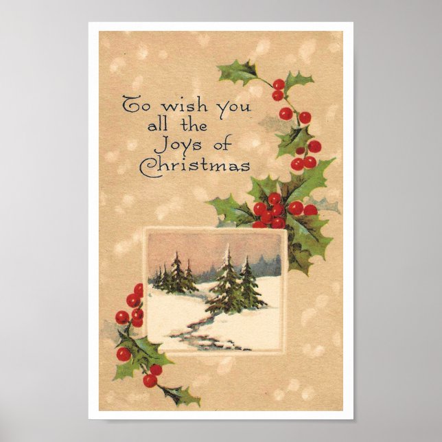 GERECYCELT KUNST: C1920 XMAS POSTCARD POSTER (Vorne)