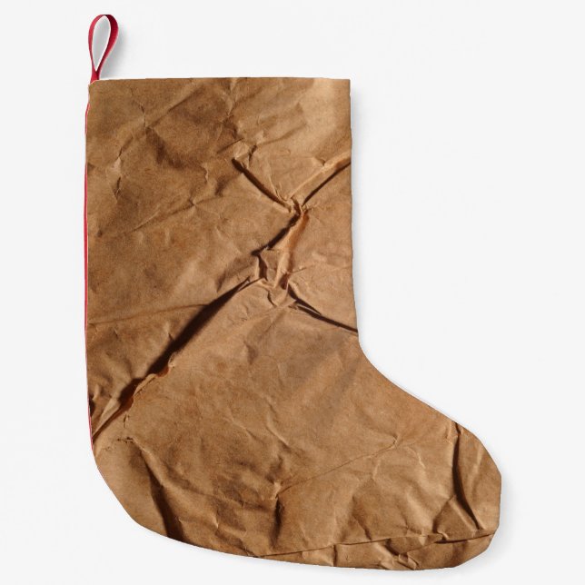 Gerecycelt Packpapier. Textur. Kleiner Weihnachtsstrumpf (Vorderseite)