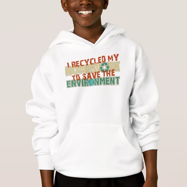 Gerecycelte Hausaufgaben Hoodie (Vorderseite)