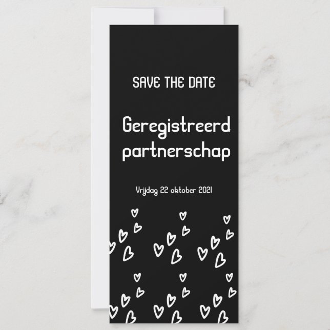Geregistreerd partnerschap kaart save the date (Vorderseite)