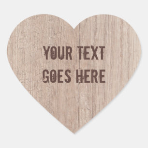 Gereizter Text-Braunholz-Board-Look elegant Herz-Aufkleber