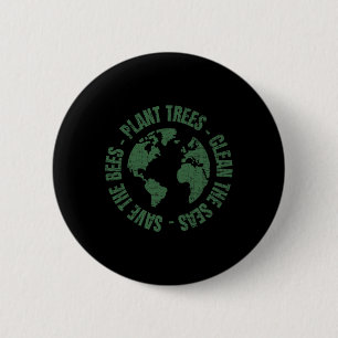Gerettet Bienen Pflanze Bäume Saubere Meere Enviro Button