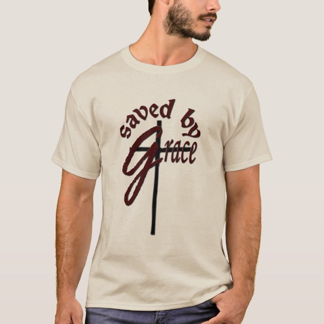 Gerettet durch Anmut-christliches Querlogo T-Shirt (Vorderseite)
