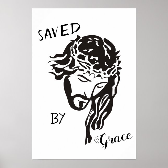Gerettet durch die Gnade Gottes Jesus SVG Poster (Vorne)