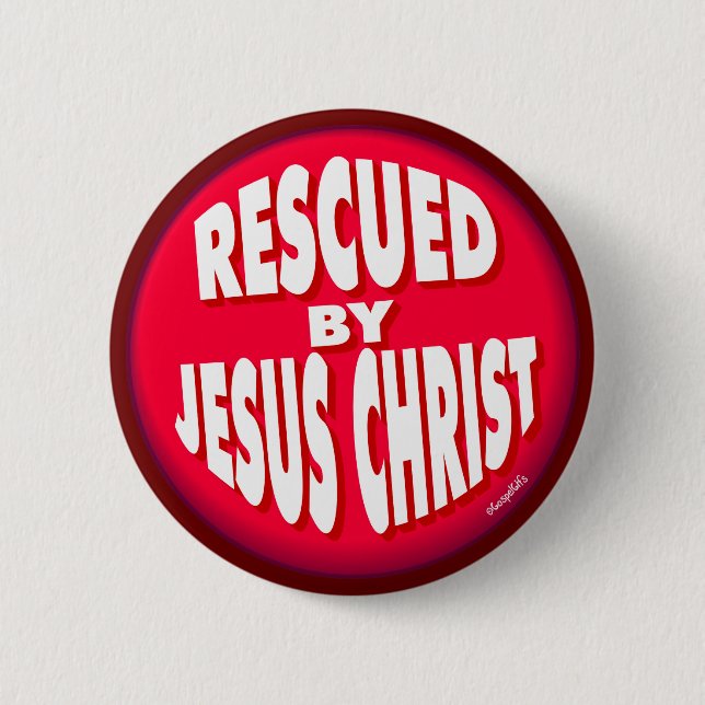 Gerettet durch Jesus Christus Button (Vorderseite)