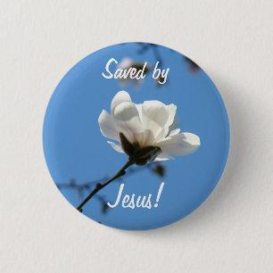 Gerettet durch Jesus! Knöpfe Ostern Magnolien Blum Button