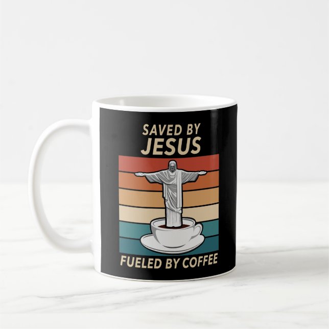 Gerettet durch Jesus mit Kaffee gespeist Kaffeetasse (Links)