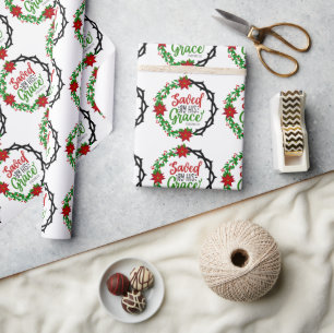 Gerettet durch Seinen grauen Weihnachtskranz Geschenkpapier