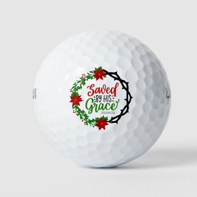 Gerettet durch Seinen grauen Weihnachtskranz Golfball (Vorderseite)