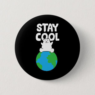 Gerettet Eisbär Bleibe Coole Erwärmung Polar Button