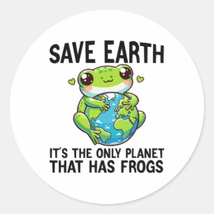 Gerettet Erde Es ist der einzige Planet, der Frosc Runder Aufkleber