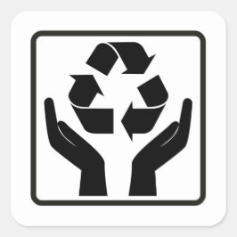 Gerettet Erde Recycelnd schwarzes Symbol Quadratischer Aufkleber