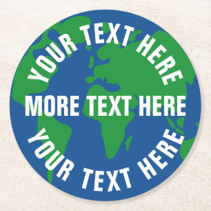 Gerettet Planet Erde Weltkarte für kundenspezifisc Runder Pappuntersetzer