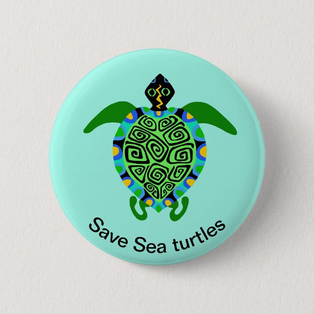 Gerettet SEE TURTLES - Wildnis - Ocean Aqua Button (Vorderseite)