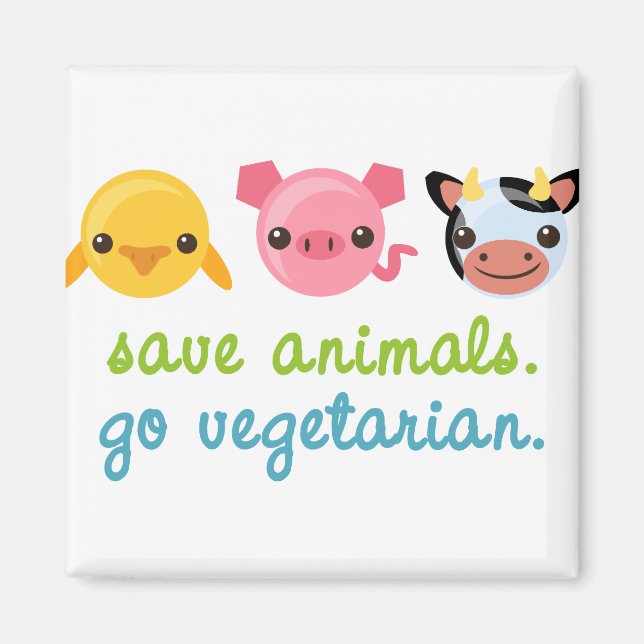 Gerettet Tiere Go Vegetarier Magnet (Vorne)