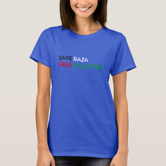 Gerettet Typografie von Gaza Free Palestine T-Shirt (Vorderseite)