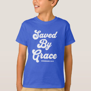 Gerettet von Grace Ephesians 2:8-9 Grunddunkel T-Shirt