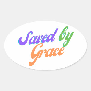 Gerettet von Grace Ovaler Aufkleber