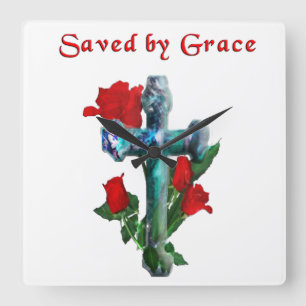 Gerettet von Grace Quadratische Wanduhr
