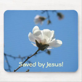 Gerettet von Jesus! Mousepad Blue Sky Floral Blume