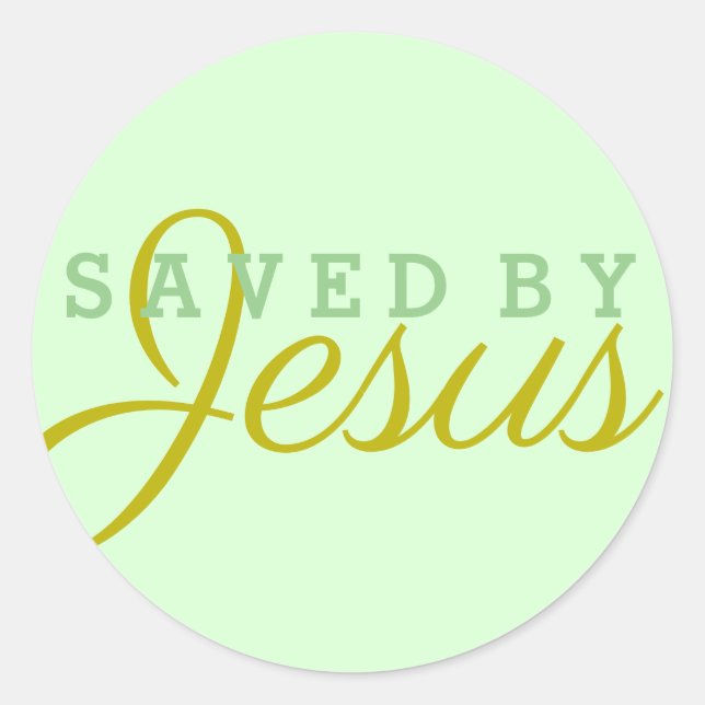 Gerettet von Jesus Runder Aufkleber (Vorderseite)