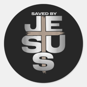 Gerettet von Jesus Runder Aufkleber