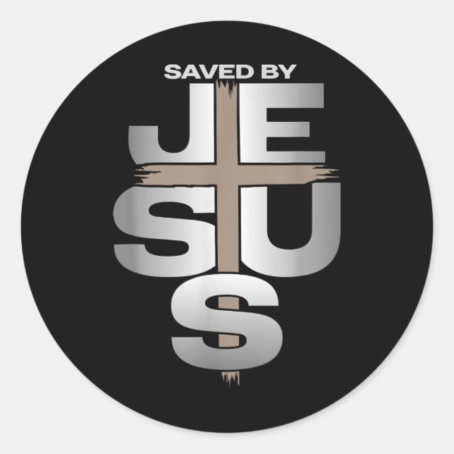Gerettet von Jesus Runder Aufkleber (Vorderseite)