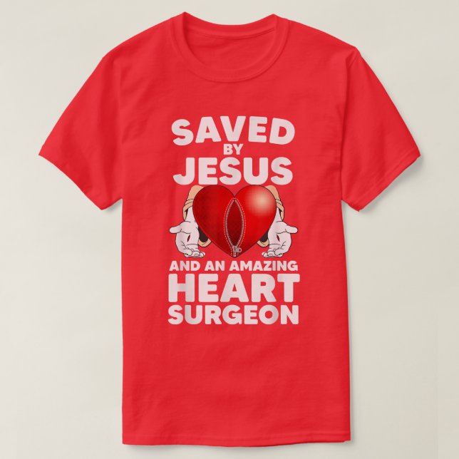 Gerettet von Jesus und einem Phantastischen Herzch T-Shirt (Design vorne)