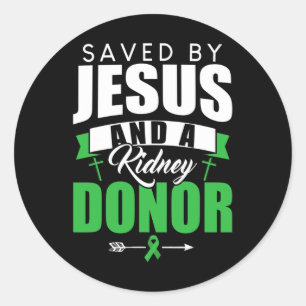 Gerettet von Jesus und einer Organtransplantation Runder Aufkleber