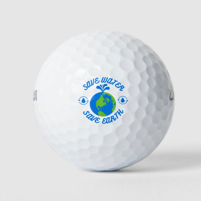 Gerettet Wasser Rette Erde Golfball (Vorderseite)