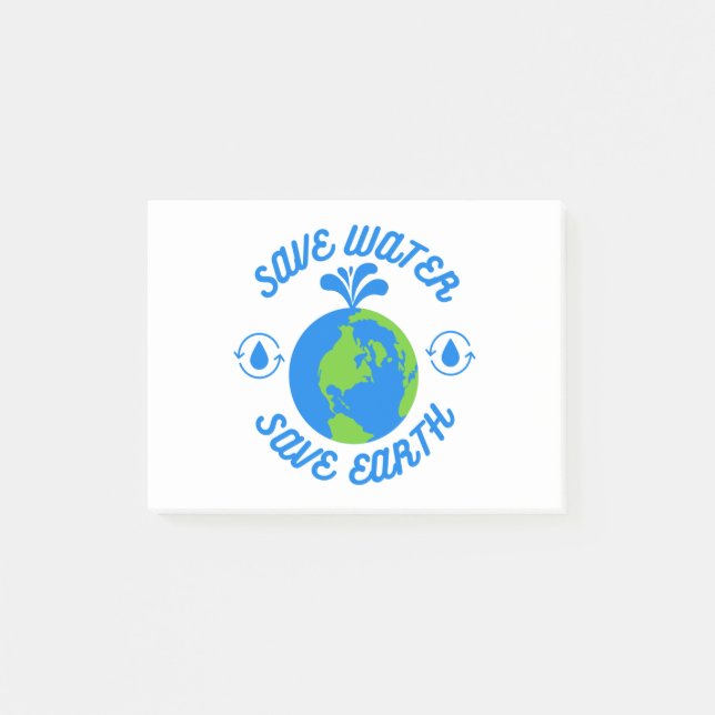 Gerettet Wasser Rette Erde Post-it Klebezettel (Vorderseite)